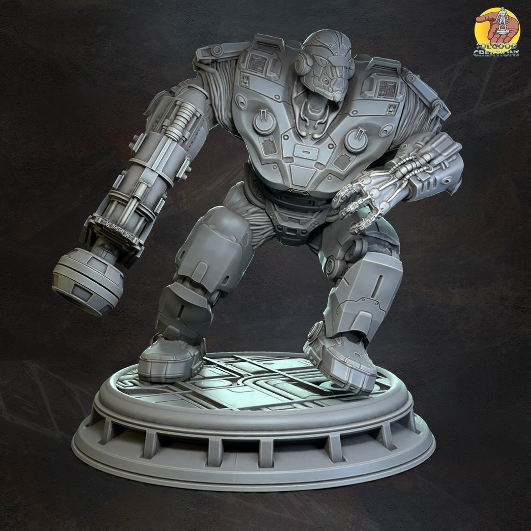 Auto-Guard, Prison Robot Guard with Riot Suppression Cannon - Running | Pre-Supported